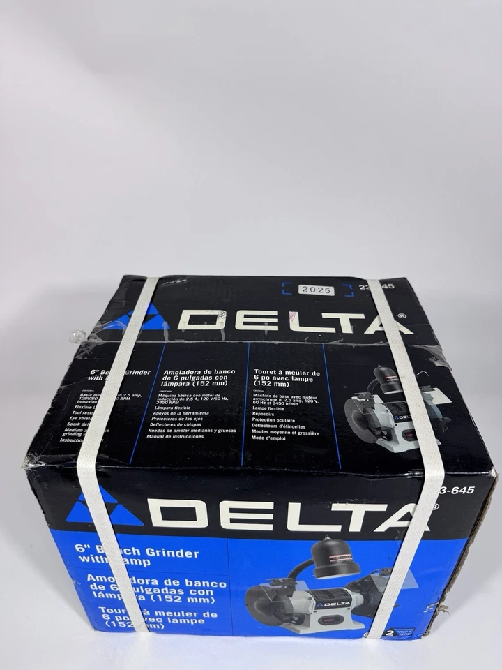 "Amoladora de sobremesa Delta 6"" modelo 23-645 - 3450 RPM 120V 2.5A 60Hz con lámpara NUEVA" Foto 2 de 4