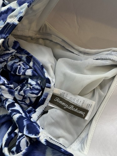Tommy Bahama Petal Pansy Shirred Bandeau One Piece Swimsuit Size 10 Blue White . - Picture 6 of 7