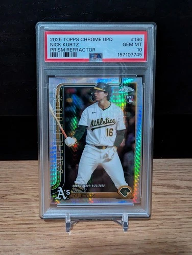 2025 Nick Kurtz Topps Chrome UPD Rookie RC (Prism Refractor) #180 PSA 10 GEM 💎