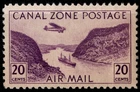 Canal Zone Airmail Stamp Scott # C11 Mint LH VF 20 Cents Red Violet Gaillard Cut