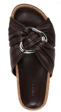 Vince Glo Slides Brown Leather With Silver Tone Buckle Size 9