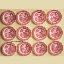 Set of 12 - Red Willow Miniature Paper Plates, 1:12 Scale Dollhouse Kitchen