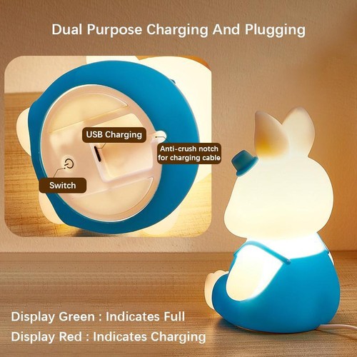 Lampada coniglio in silicone con batteria simpatica bambini luci notturne 5 colori led che cambiano - Foto 5 di 26