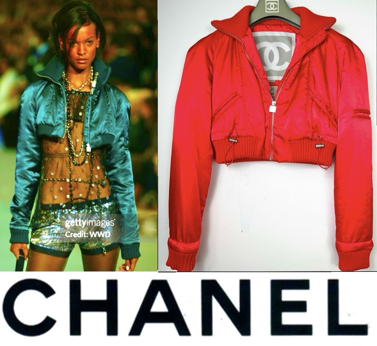 Chanel Vintage 2003 Red Sport Logo Bomber Jacket 34 36 38 2 Chanel Vintage 2003 Red Sport Logo Bomber Jacket 34 36 38 2