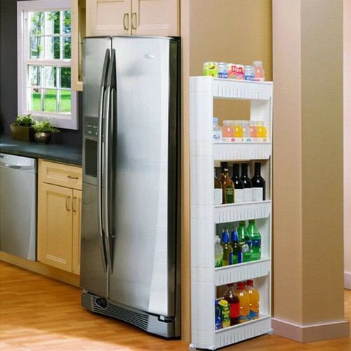 3/5 Tier Slim Slide Out Kitchen Trolley Rack Holder Storage Shelf Organiser - Picture 14 of 15