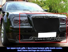 Ss 1.8mm Black Mesh Grille Combo For 05-10 Chrysler 300c