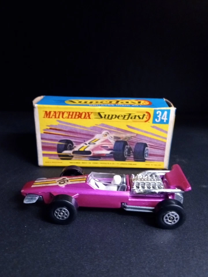 Coche de carreras Matchbox Superfast #34 Fórmula 1 1970 en caja G original sólida Foto 3 de 4