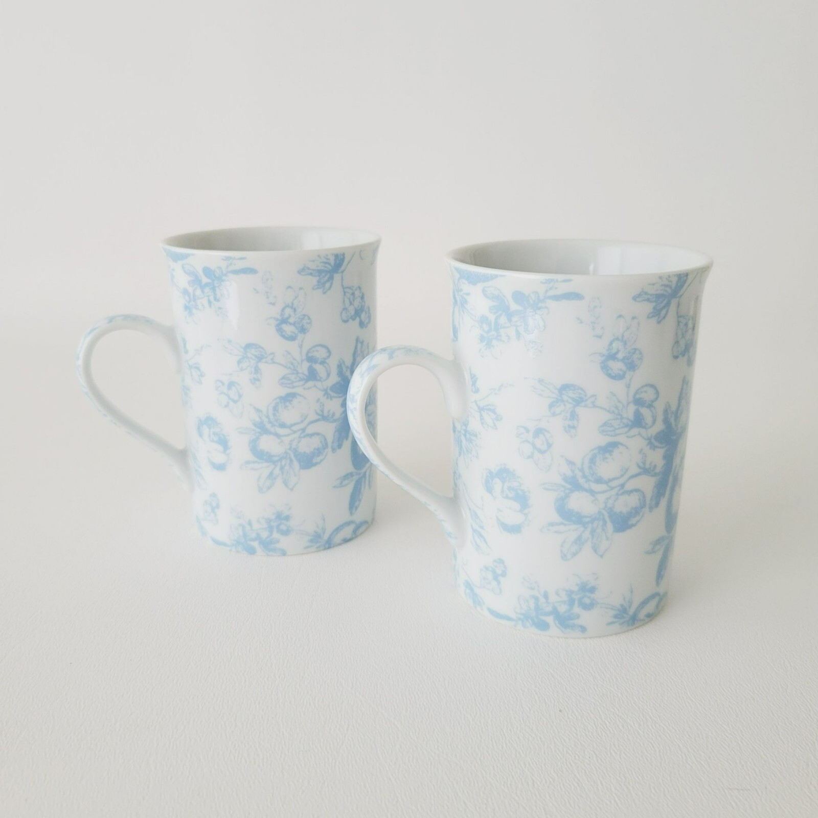 Blue & White Botanical Garden Coffee Mugs (2), Living Quarters, French Country