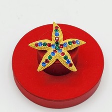 Vtg Starfish Brooch Pin Star Fish Rhinestones Nautical Jewelry Ocean Sea Life
