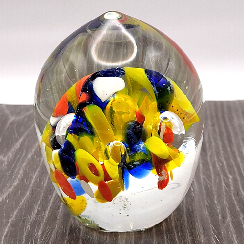 ART GLASS Paperweight Isco Japan Hand Blown ORB Shape Controlled Bubbles - Bild 3 von 24