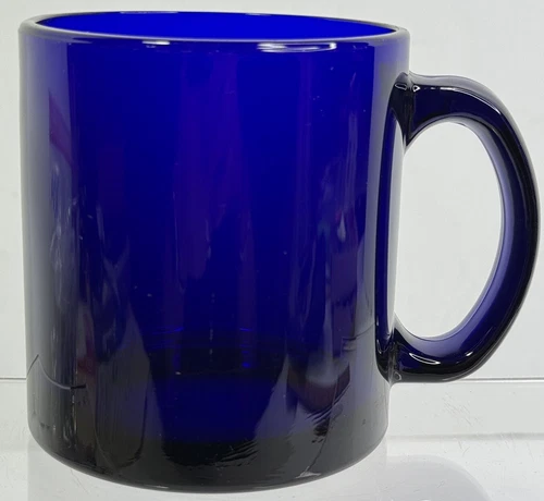 Cobalt Blue Glass Coffee Mug Cup Made in USA