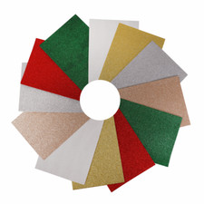 Trimits 12 x Glitter Acrylic Felt 23 x 30cm Christmas Assorted Colours