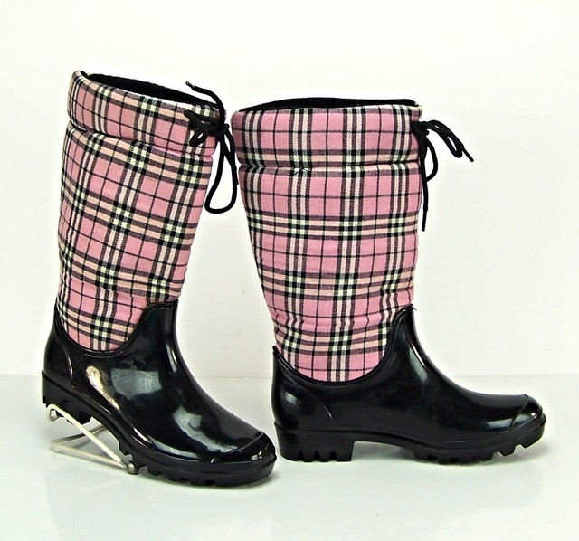 Corky's Women's Size 6 Footwear Pink Plaid Insulated Winter Rain Boot