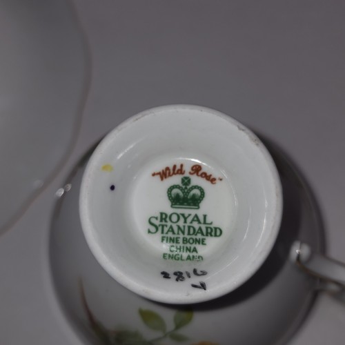 Royal Standard Yellow Wild Rose Light Green Footed Tea Cup & Saucer Teacup - Picture 9 of 11
