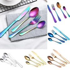 4pcs Silverware Set Flatware Cutlery Sets Stainless Steel Knife Fork Spoon US