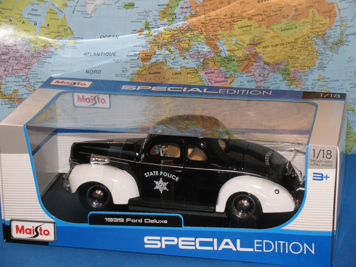 1/18 MAISTO 1939 FORD DELUXE STATE POLICE SPECIAL EDITION DIECAST
