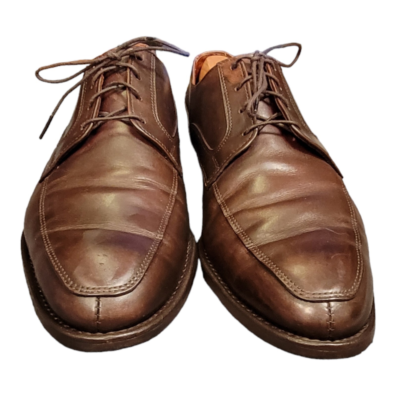 SAOLA Scarpe Allen Edmonds MONTGOMERY marroni in pelle punta spaccata Derby 9 5 3E larghe