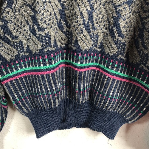 Vintage Wrangler Sweater Mens XLColorblock Chunky Knit Long Sleeve Acrylic Retro - Picture 12 of 18
