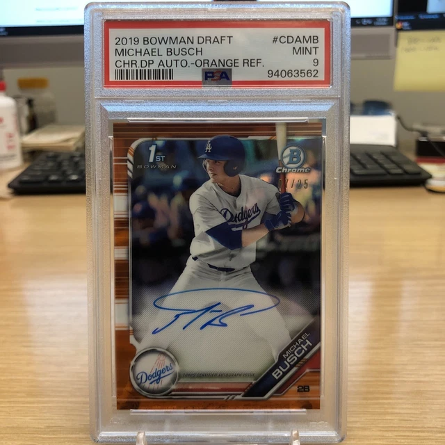 2019 Bowman Draft Michael Busch Chrome Orange Refractor On Card Auto 7/25 CUBS