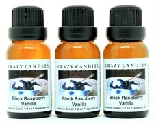 Crazy Candles 3 Black Raspberry Vanilla 1/2oz Premium Scented Fragrance Oil