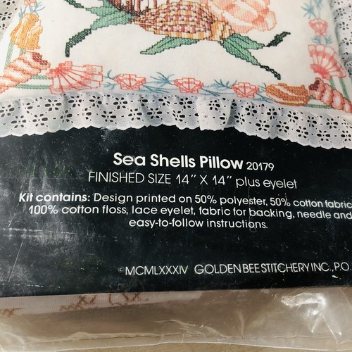 Kit de puntada de cruz 1984 de colección caracoles almohada de encaje adorno casa de playa abeja dorada - Imagen 8 de 11
