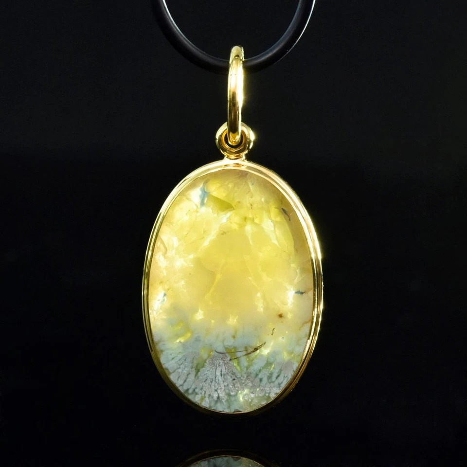 Anhänger Feder Achat Mehrfarbige Cabochon & Gold Vermeil Sterlingsilber 6.13 G - Bild 3 von 4