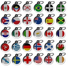 Personalised Flag Pet Tags for Dogs Custom Name Collar Metal Disc Made in UK