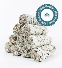 10 X White Sage Smudge Sticks / Wands 4" to 5" Negativity Removal
