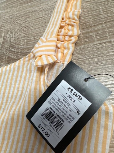*^ art class Orange & White Striped Romper for Little Girls Size XS (4/5) - Picture 2 of 3