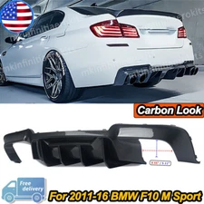 Rear Bumper Lip Diffuser Carbon Fiber Color Fits For 11-16 BMW 5 Series F10 M5