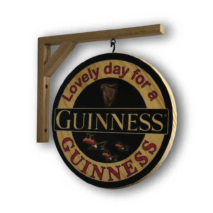 Guinness Wooden Pub Sign 12” Diameter Includes Hanging Bracket | eBay