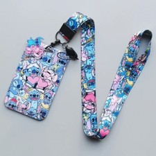 Stitch And Angel Lilo and Stitch Lanyard ID Badge Holder Keychain Neck Strap