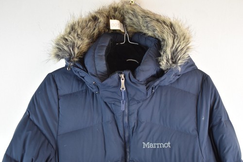 MARMOT Blue Down Parka Coat size L Womens Full Zip Long Puffer Jacket Casual - Picture 2 of 10