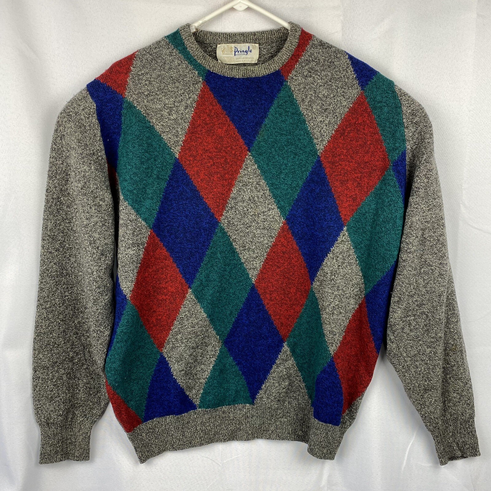 PRINGLE of Scotland Lambswool Sweater Mens Sz 44 XL Gray Multicolor  Crewneck VTG | eBay