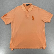 Ralph Lauren Shirt Mens 2XLT Peach Short Sleeve Classic Big Pony 3 Rugby Polo