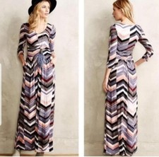 Anthropologie Maeve Novella Chevron Jersey Maxi Dress Size Small 