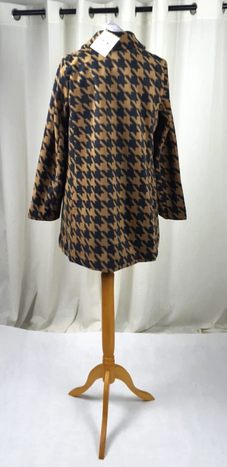 Bob Mackie Wearable Art Houndstooth Brown Fleece Flared Coat Size M CR055 GG 15 - Image 4 of 4