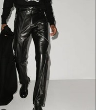 VERSACE Runway Biker Zip Detail Lambskin Leather Pants IT46 US 31 32 $4879