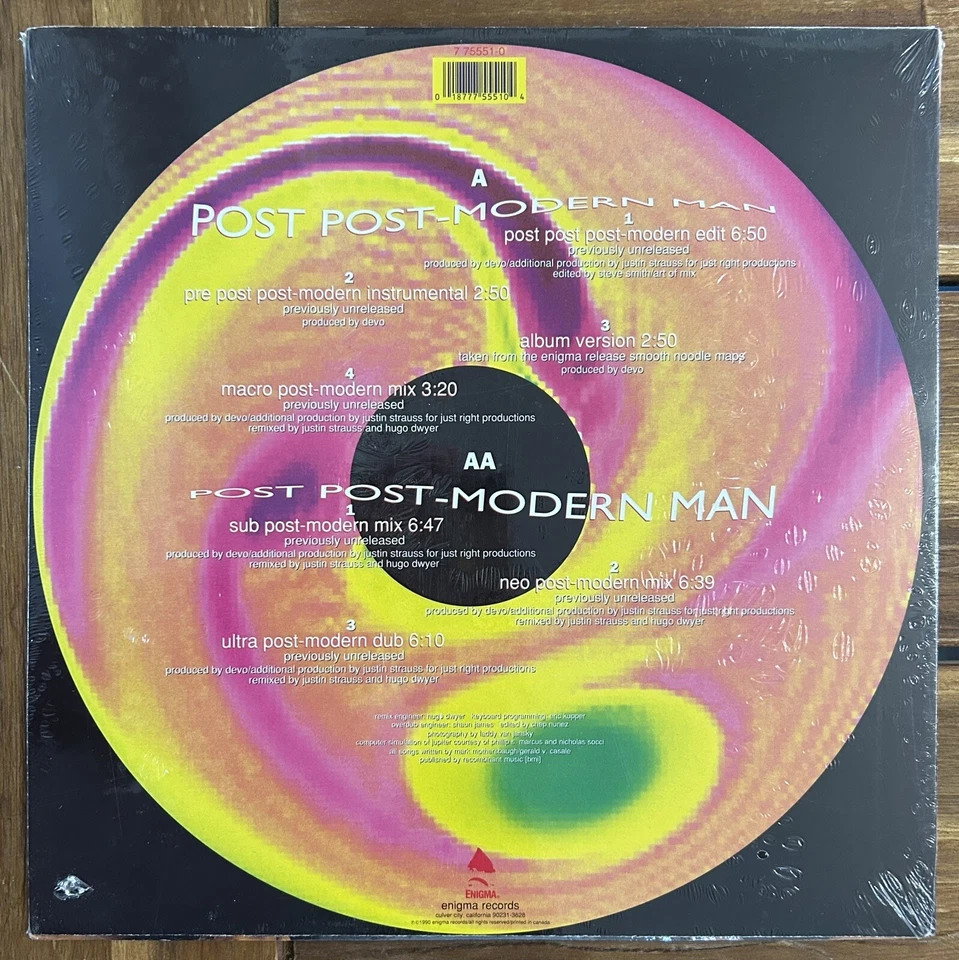 Devo - Post Post-Modern Man - Sealed 12” Vinyl Single - Enigma Records - Image 2 of 3