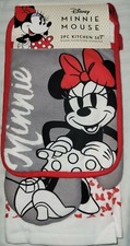 MINNIE MOUSE 3PC Kitchen Towel Oven Mitt Pot Holder Set DisneyFREE SHIPPING