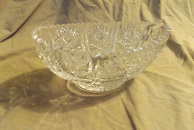 Vintage 50s 60s Cut Crystal Serving Dish Fruit Salad Pudding Candy Nut ''Thistle''