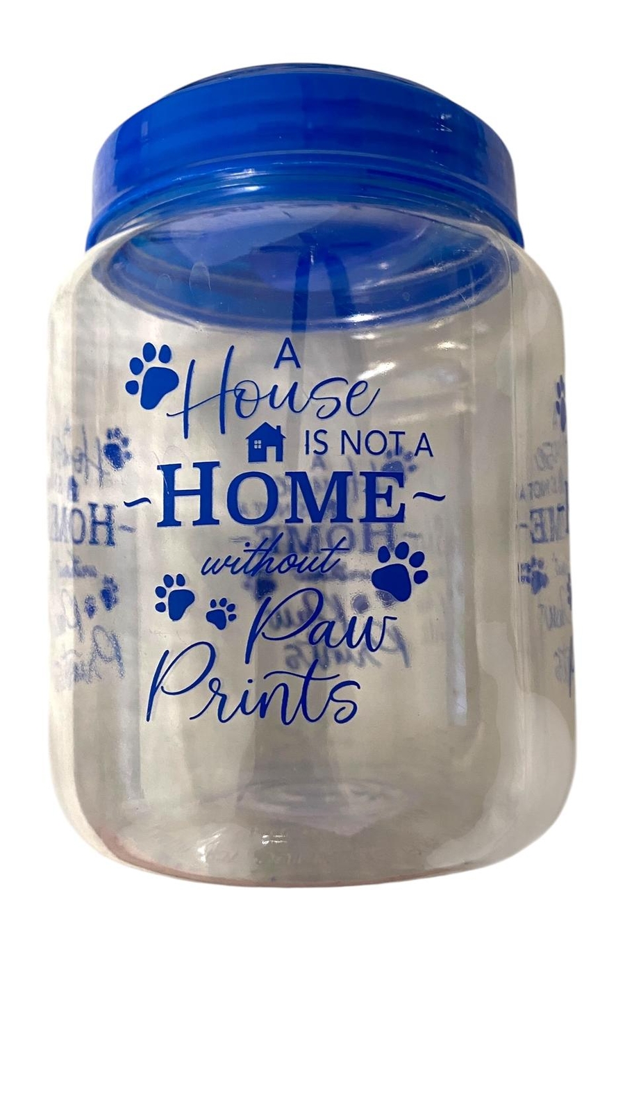 Jar Paw Pet/cat/dog Food Jar Container W/lid -blue 5.5in X 4in