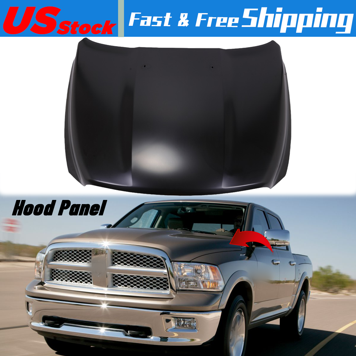 Hood For 2011-2016 Ram 1500 2009-2010 Dodge Ram 1500 Primed Steel | eBay