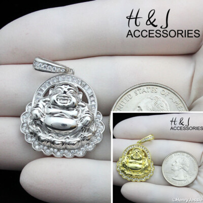 Solid 925 Silver Bubble Letters Initial Pendant CZ Super Icy A - Z Mens Ladies