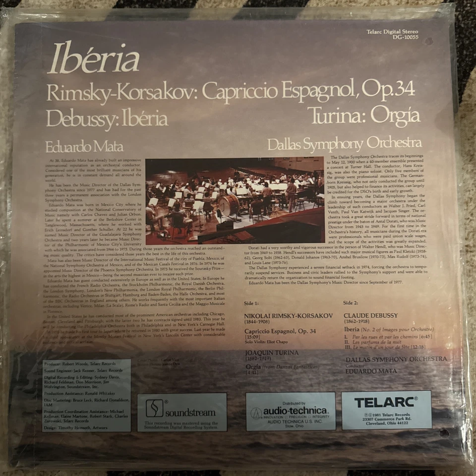 IBERIA Rimsky-Korsakov DEBUSSY Turina TELARC DG-10055 Eduardo Mata AUDIOPHILE nm - Image 2 of 2