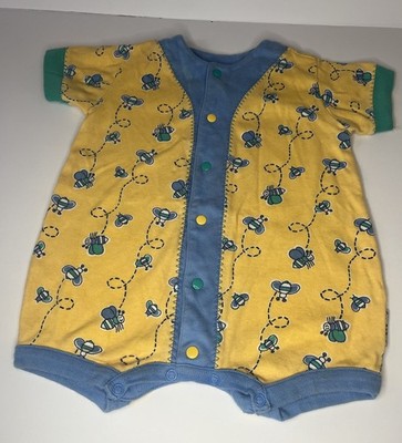 Vtg Gymboree Yellow Bumblebee Snap One Piece Bodysuit Cotton Unisex Baby 6-12M