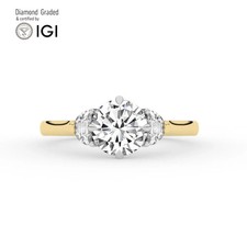 Round Diamond Trilogy Ring 18k Yellow Gold Labgrown 2.45 Ct Solitaire