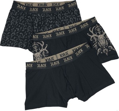 Black Premium by EMP Herren schwarzes Dreierpack Boxershorts mit Muster
