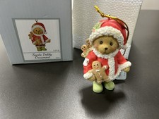 2019 Cherished Teddies  SANTA TEDDY ornament w/gingerbread man cookies 133476