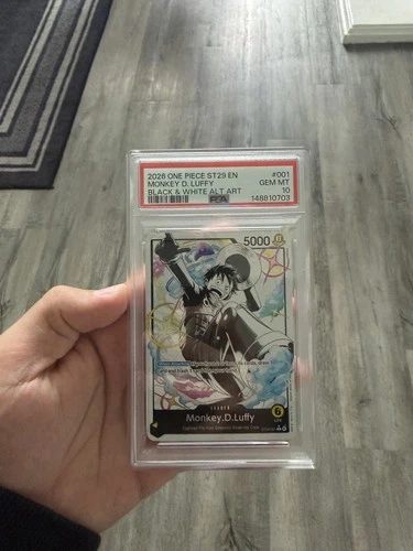 ONE PIECE MONKEY D. LUFFY 2026 STARTER DECK ST29 #001 BLACK/WHITE ALT ART PSA 10